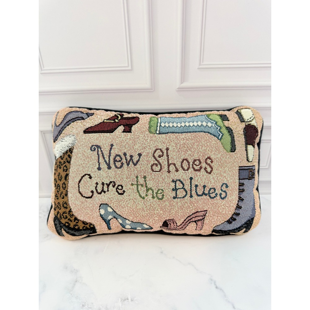 VTG Tapestry 11X7in Throw Pillow New Shoes Cure the Blues